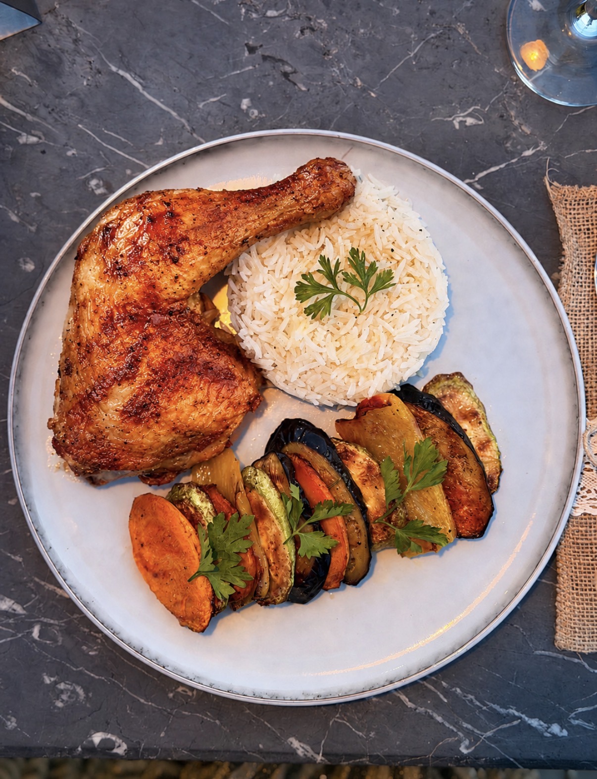 Chicken Leg with Rice and Vegetables