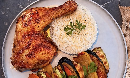 Chicken Leg with Rice and Vegetables
