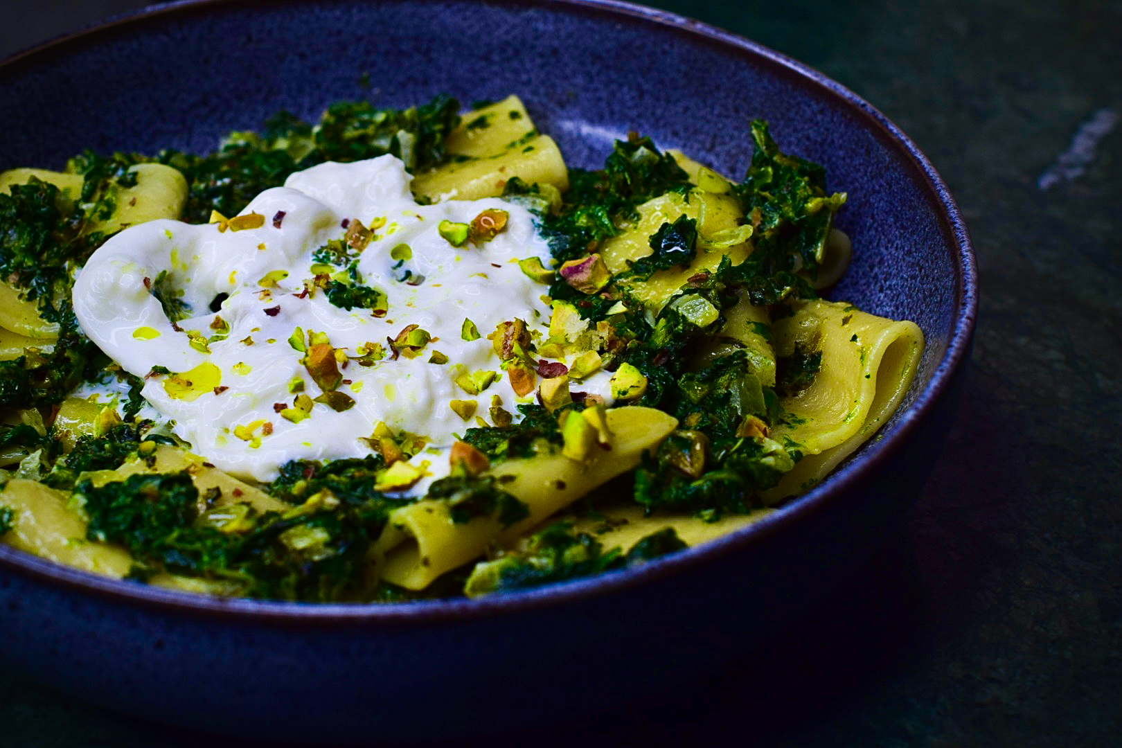 Paccheri pistacchio stracciatella