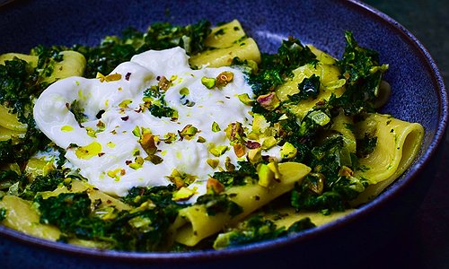 Paccheri pistacchio stracciatella